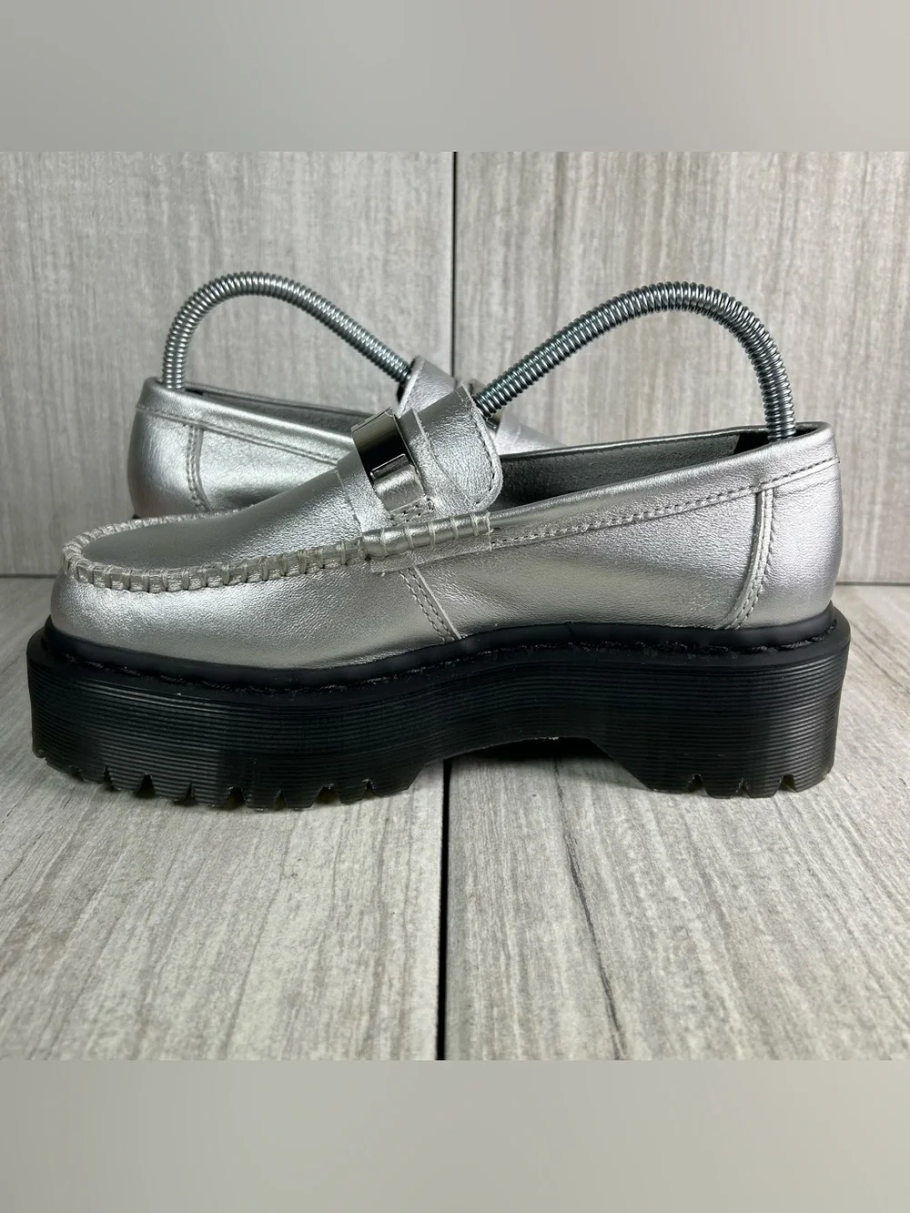 NEW Dr. Martens Docs Penton II Quad Platform  Loafer Shoe Silver Women’s Size 7
